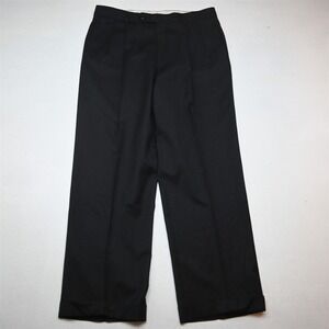 Bespoke 34x30 Charcoal Gray Wool Pleated Cuffed Baggy High Waist Dress Pants